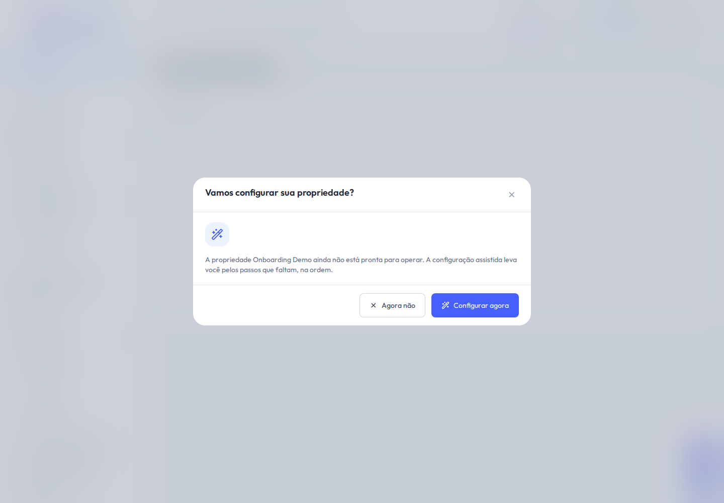 Convite para configurar a propriedade